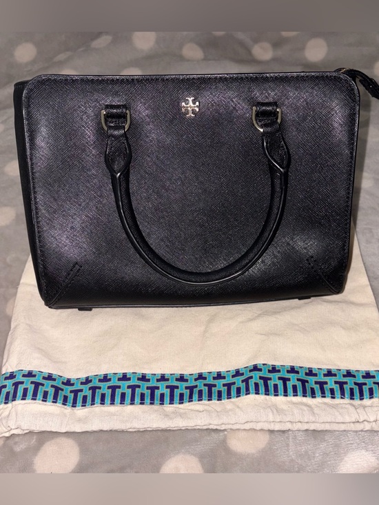 Tory Burch Handbags - Tory Burch Robinson Black Saffiano Leather Satchel - No Call Outs
